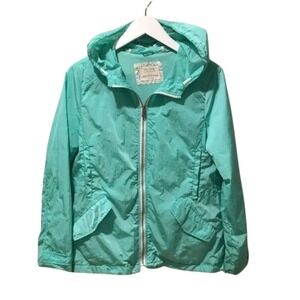 Zara Girls Turquoise Hooded Windbreaker Jacket Size 13 14  Lightweight